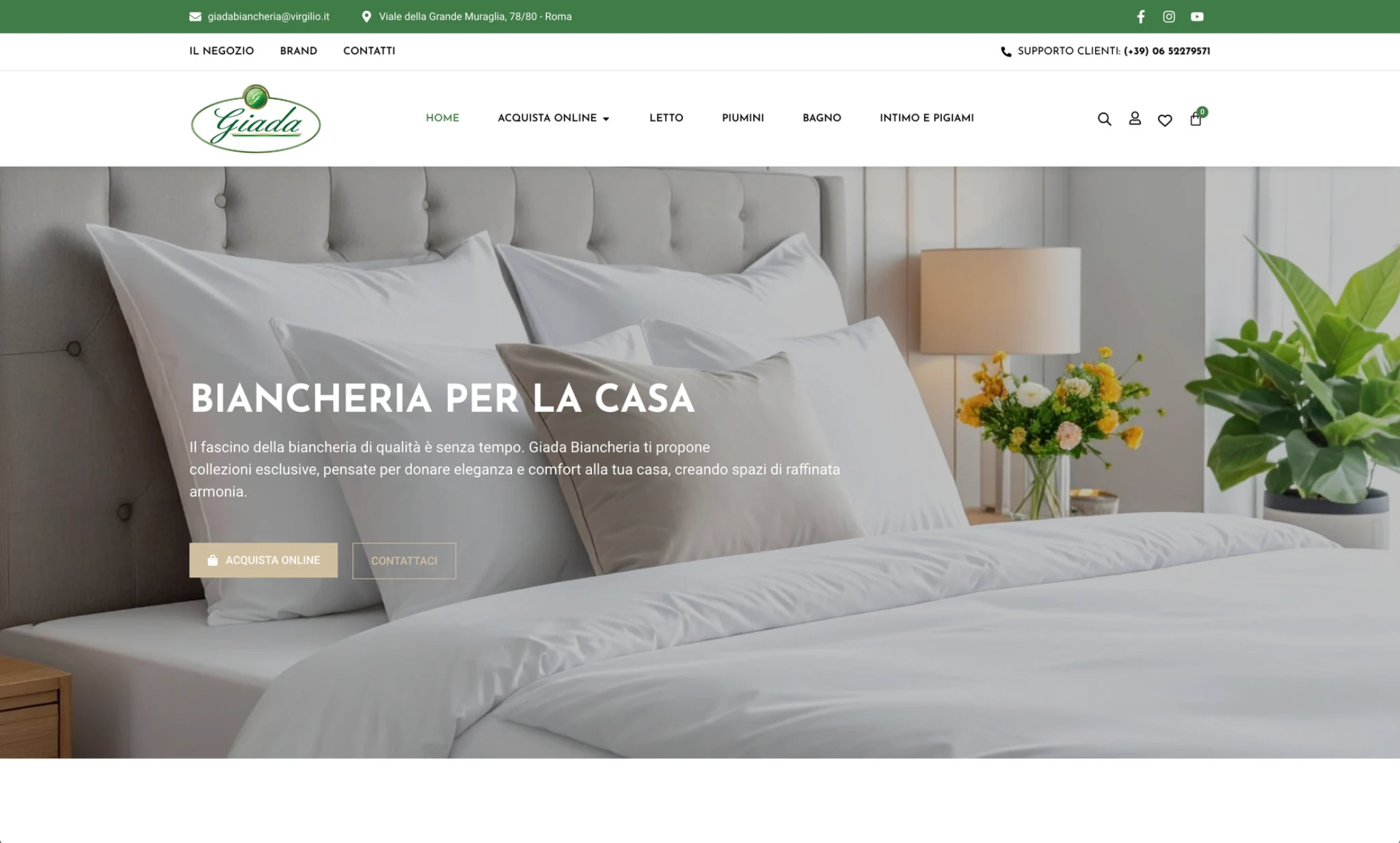 Screenshot originale del sito Giada Biancheria