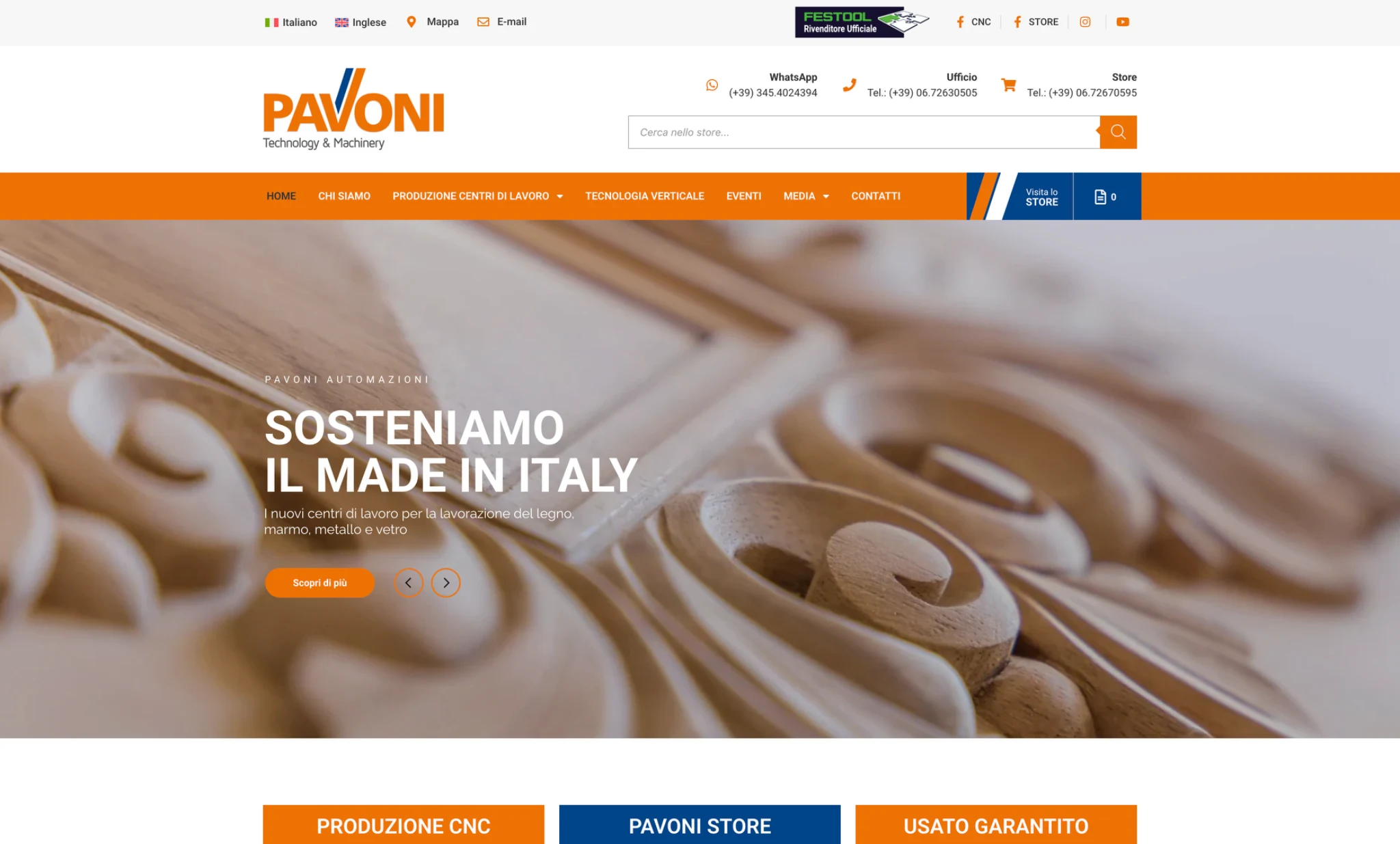 Screenshot originale del sito Pavoni Automazioni