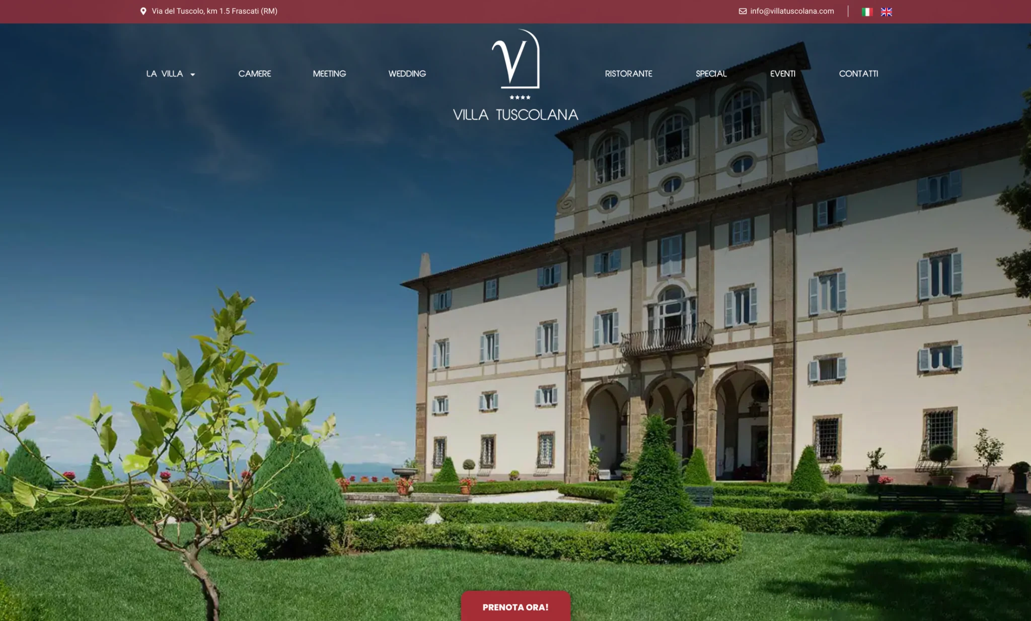 Screenshot originale del sito Villa Tuscolana